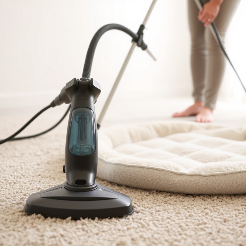 Traitement d'un tapis et d'un panier à la vapeur pour éliminer les puces